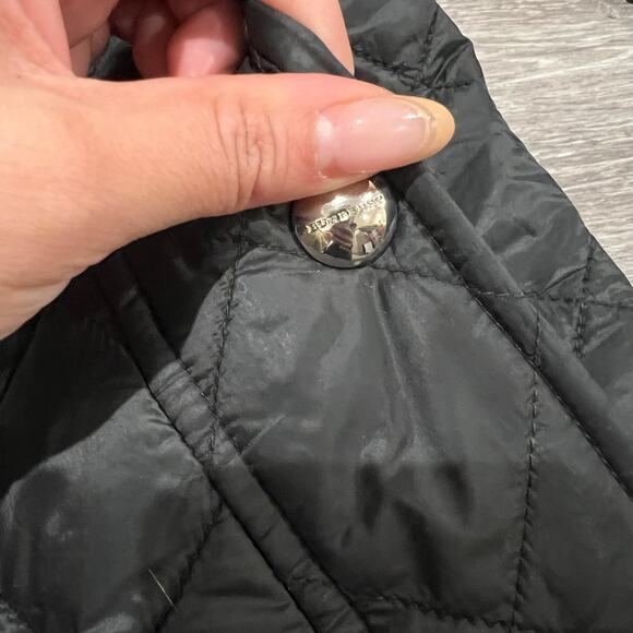 Burberry London Baughton Black Quilted Belted Removable Hood Jacket Size Small - Picture 4 of 14